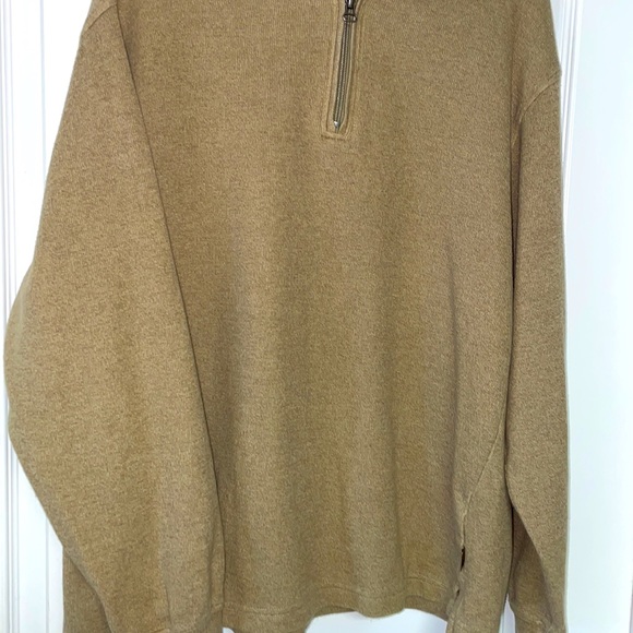 Mens tan or camel color large long sleeve 1/4 zip pullover. - Picture 8 of 11